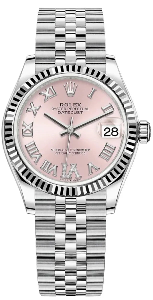 Rolex Datejust 31 Edelstahl and Weißgold Pink Roman Diamanten Dial