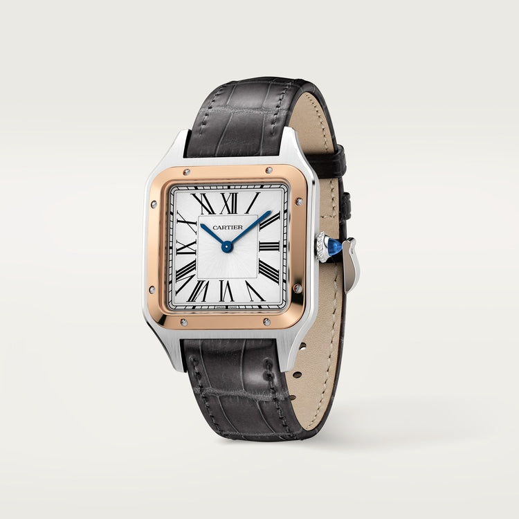 Cartier Santos-Dumont Large model Satin-brushed Silbernes Zifferblatt 43.5 mm x 31.4 mm