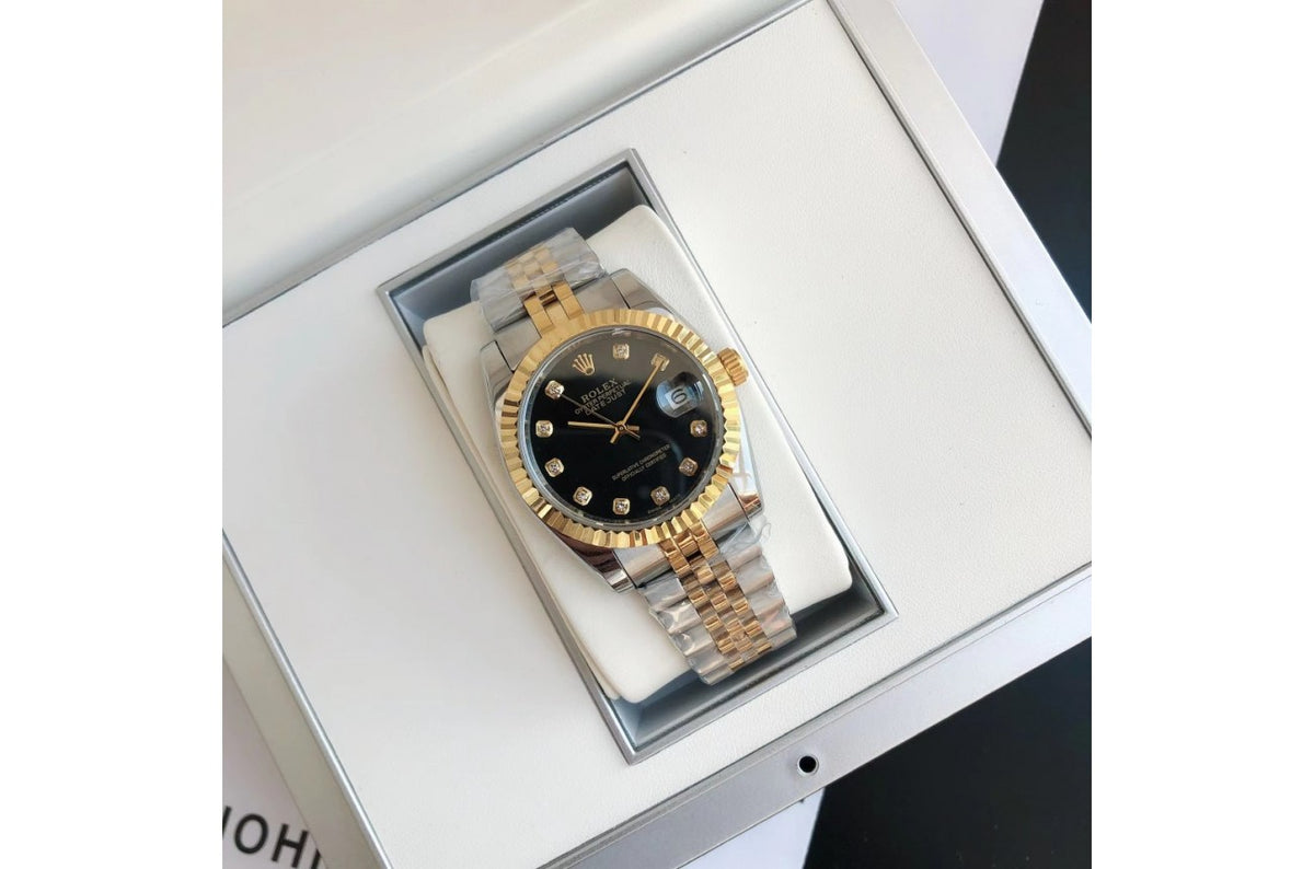 Rolex Datejust 36/28mm RG/SS Jub Black/Dia