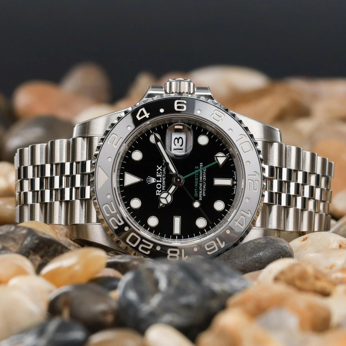 Rolex GMT Master ll Automatic Schwarzes Zifferblatt Jubilee Bracelet Edelstahl M126710GRNR-0003