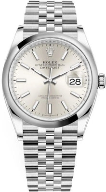 Rolex Datejust 36 Edelstahl Silbernes Zifferblatt
