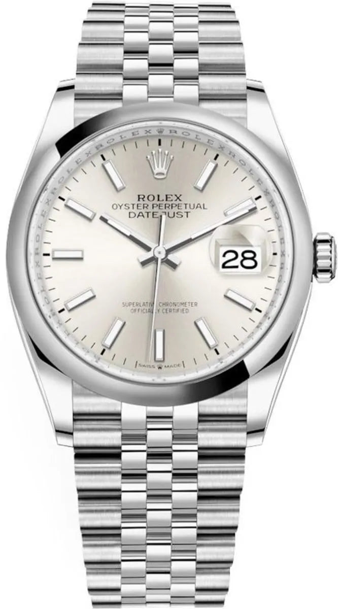 Rolex Datejust 36 Edelstahl Silbernes Zifferblatt