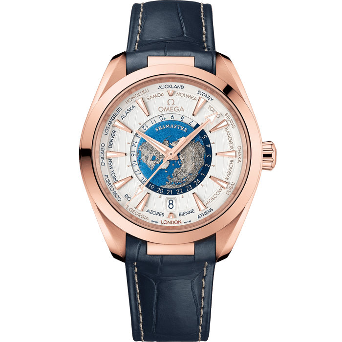 Omega Seahorse Series AQUA TERRA 150M 43mm, 18k Sedna™ gold case on Lederarmband