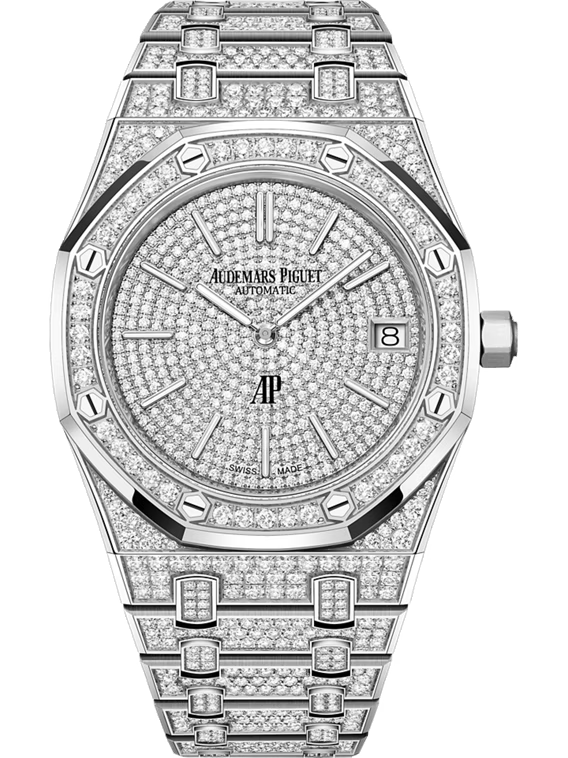 Audemars Piguet ROYAL OAK Weißes Zifferblatt Weißgold Bracelet