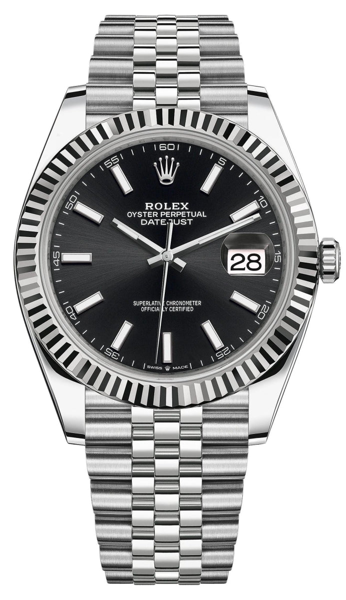 Rolex Datejust 41 Edelstahl & Weißgold Black Index Jubilee Band