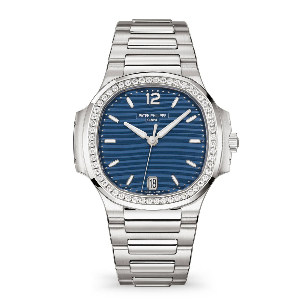 Patek Philippe Nautilus Ladies Automatic , Edelstahl and Diamanten, 35,2mm