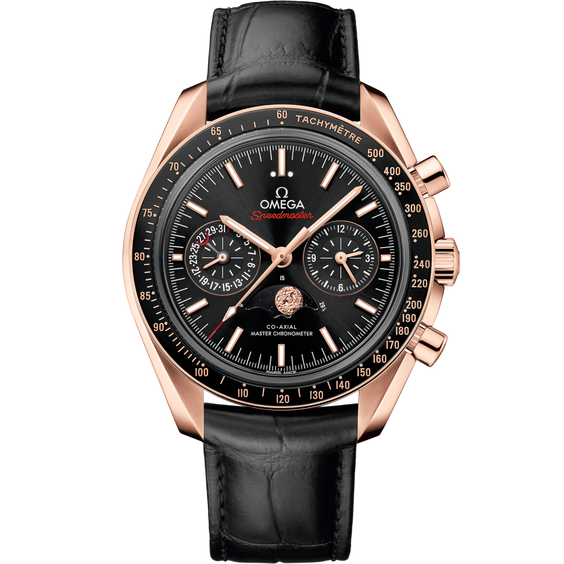 Omega Speedmaster MoonPhase 44.25 mm Sedna gold Lederarmband