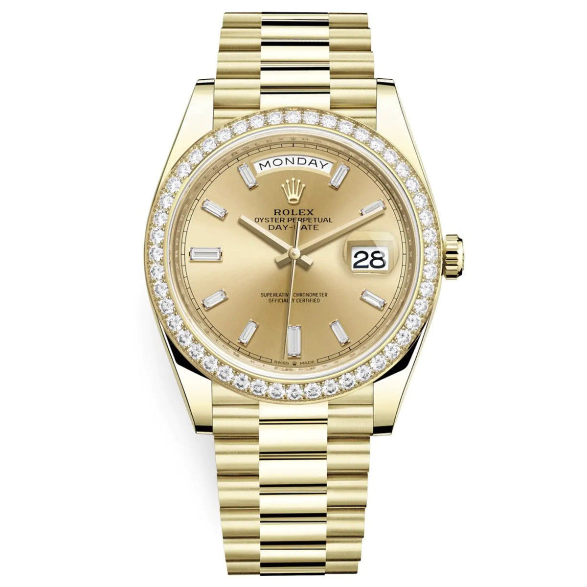 Rolex Day-Date Gelbgold Diamanten Bezel Champagne Diamanten Dial