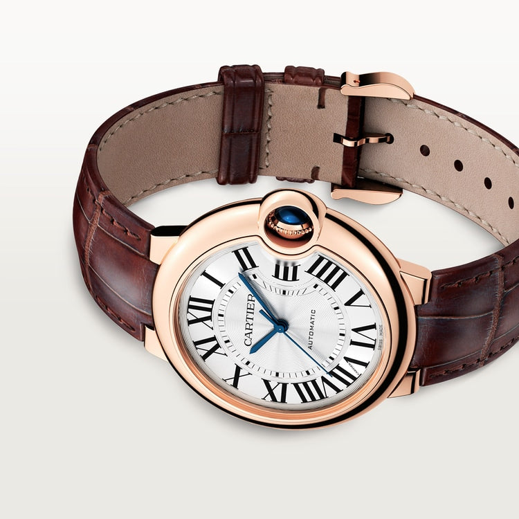 Cartier Ballon Bleu de Cartier Silvered guilloché lacquered opaline dial 36 mm