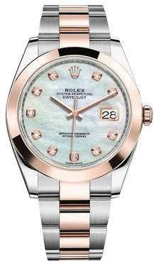 Rolex Datejust 41 Edelstahl and Roségold Mother of Pearl Diamanten Dial