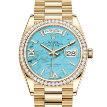 Rolex Day-Date Gelbgold Diamanten Bezel Turquoise Diamanten Dial