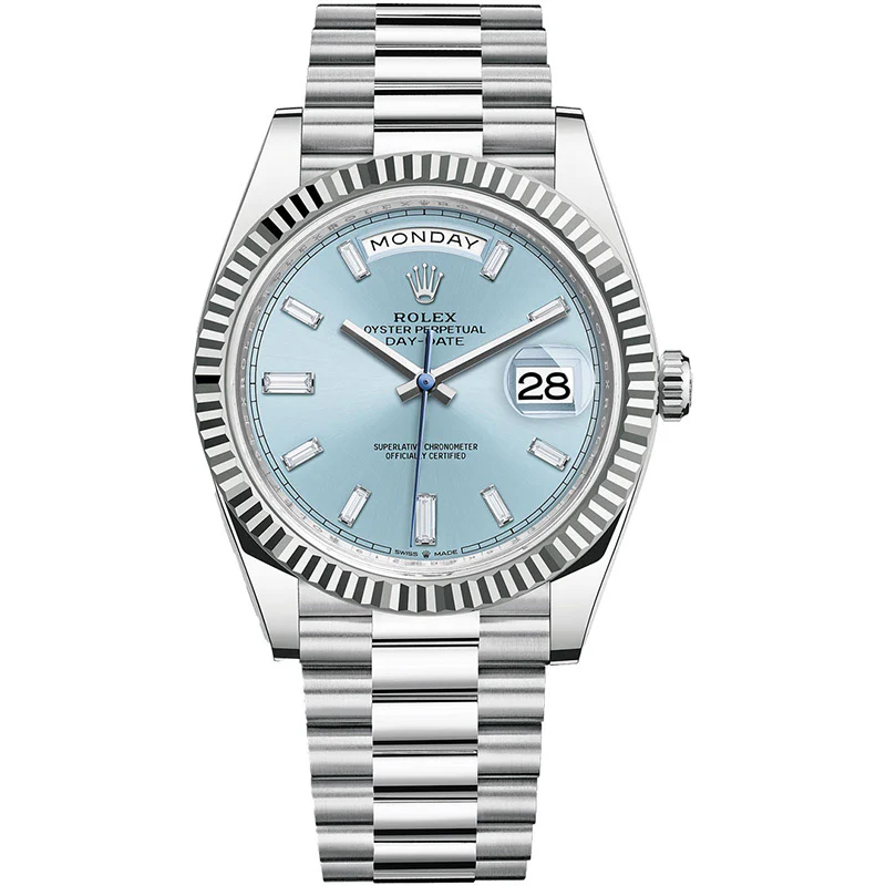 Rolex Day-Date 40 Platinum Ice-Blue Diamanten Dial