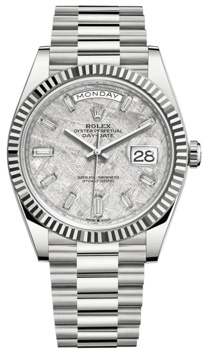 Rolex Day-Date 40 18K Weißgold Meteorite Diamanten Dial