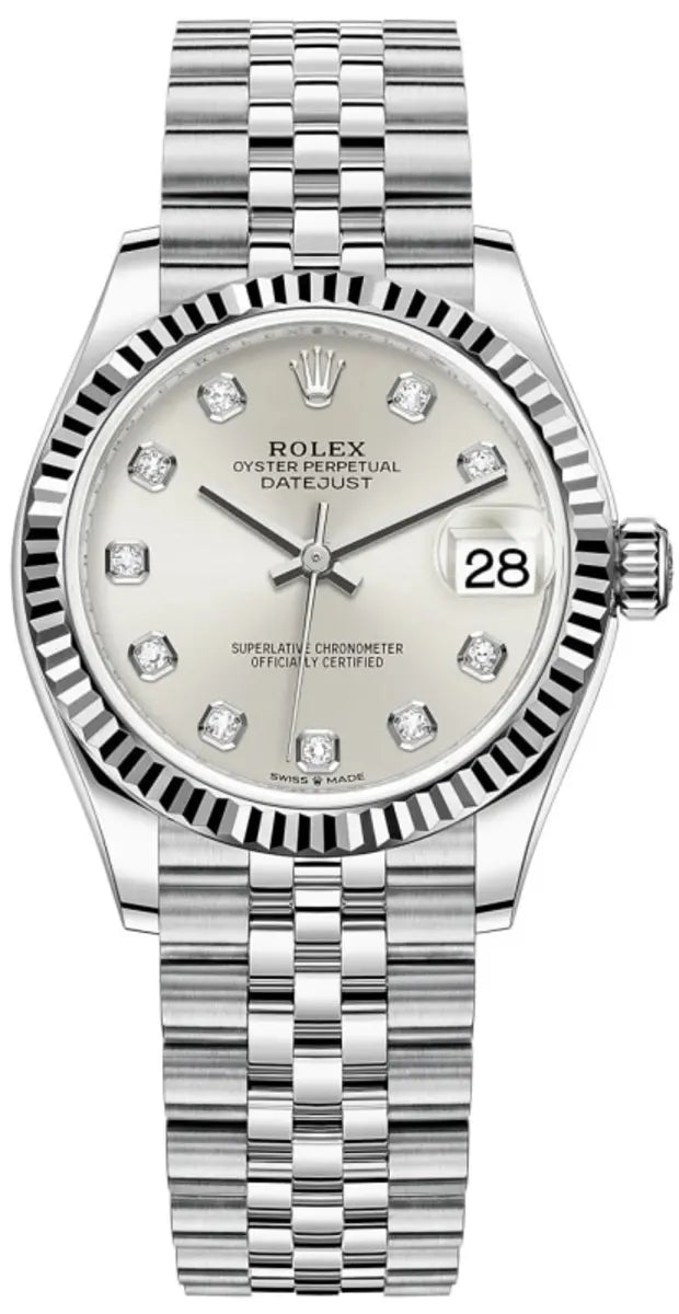 Rolex Datejust 31 Edelstahl and Weißgold Silver Diamanten Dial