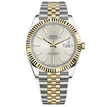 Rolex Oyster Perpetual Datejust 41 Silbernes Zifferblatt, Two-tone, Fluted bezel -0002