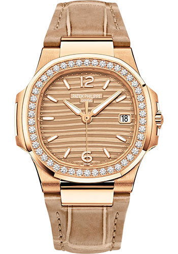 Patek Philippe Nautilus Date Sweep Seconds – 32 mm – Roségold – Golden Dial – 7010R-012