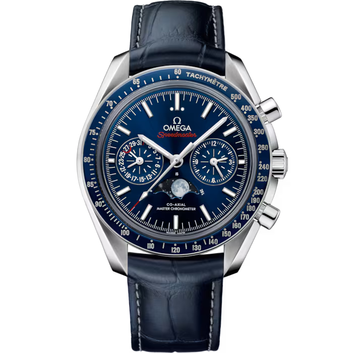 Omega Speedmaster MoonPhase 44.25 mm Edelstahl and Lederarmband