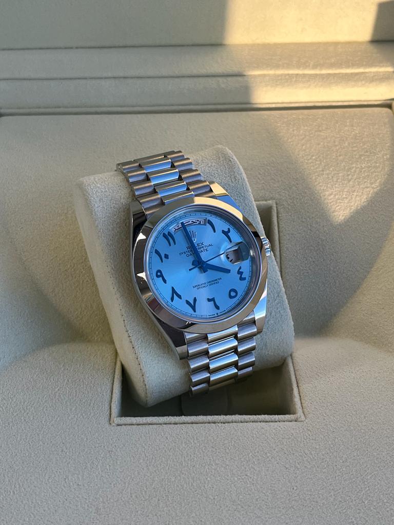 Rolex Day-Date President 40 Ice Blue Arabic Dial Platinum