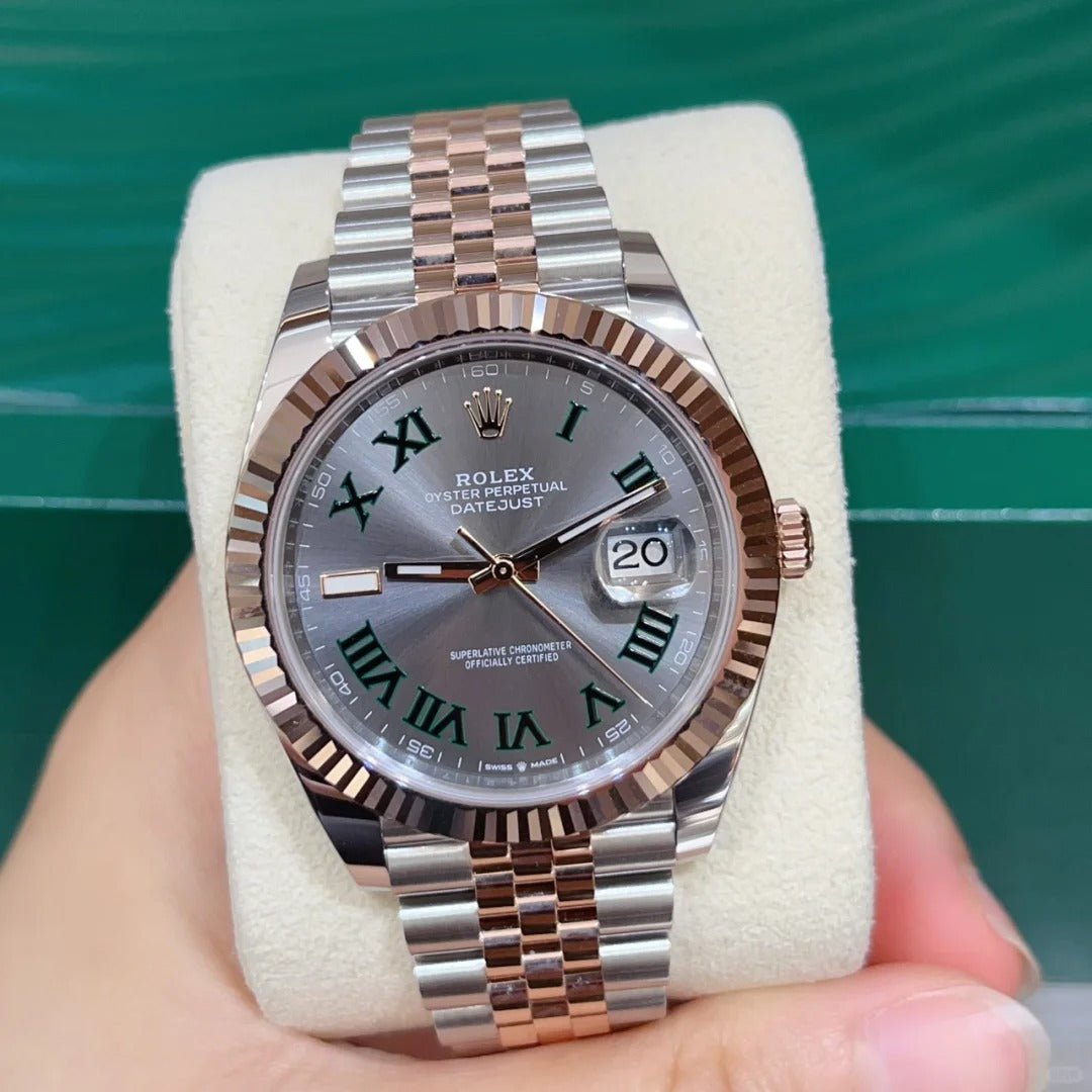 Rolex Datejust 41 Edelstahl and Roségold Wimbledon Grünes Zifferblatt Jubilee