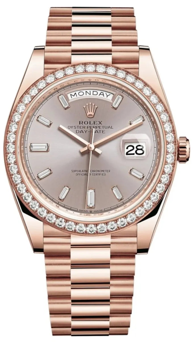 Rolex Day-Date 40 18k Roségold Sundust Diamanten Dial Diamanten Bezel M228345RBR-0007