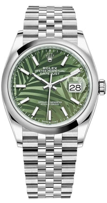 Rolex Datejust 36 Edelstahl Olive Green Palm-Motif Dial