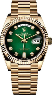 Rolex Day-Date Gelbgold Green Diamanten Dial